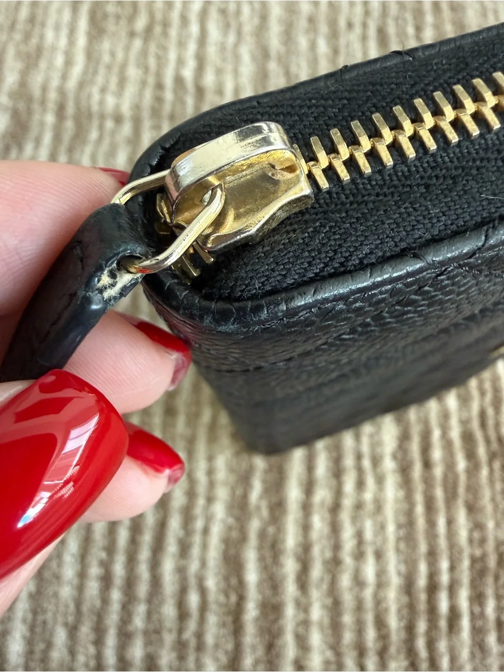 Chanel Black Quilted Caviar Zip Around Wallet - PRICE FIRM